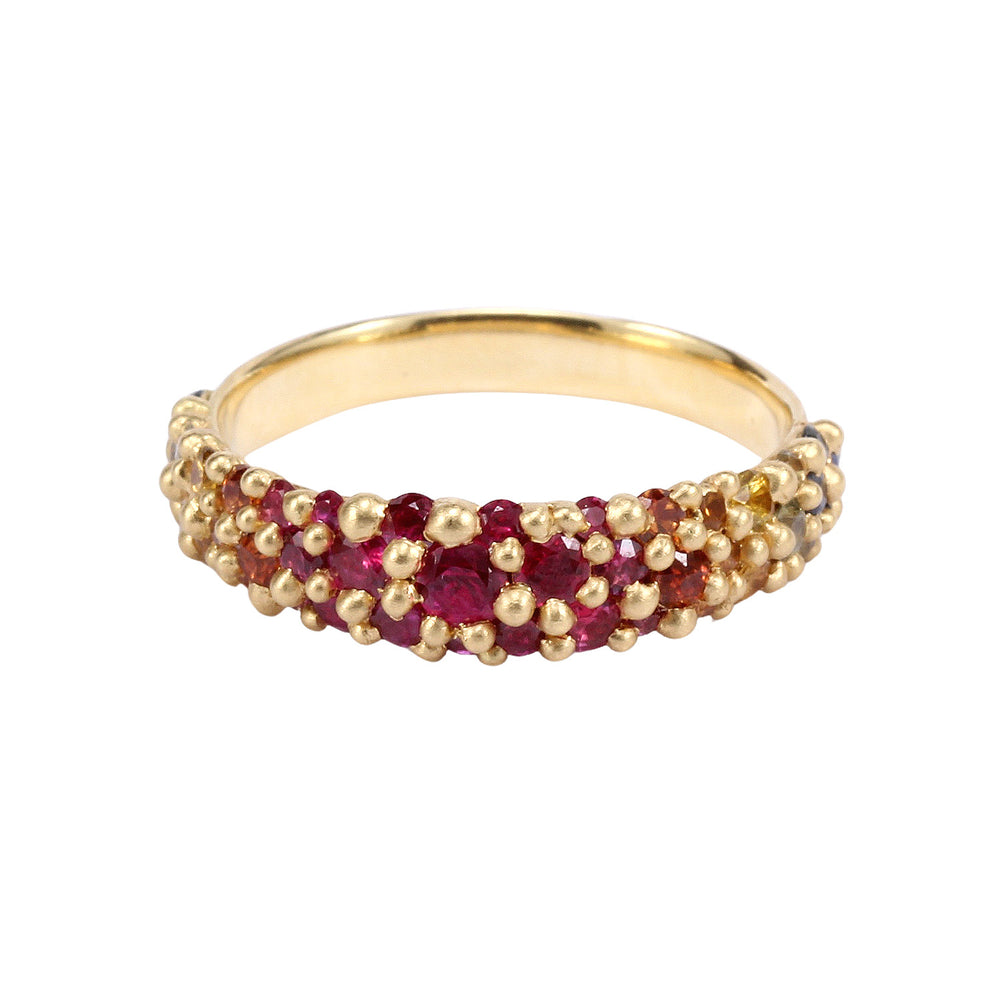 Front-facing view of Hot Pink Rainbow River Ring by Polly Wales