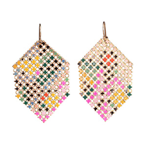 Front-facing view of Warm Tropics Antique Mesh Earrrings by Maral Rapp