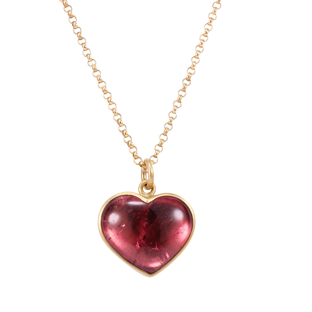 Peachy Pink Tourmaline Sweetheart Necklace