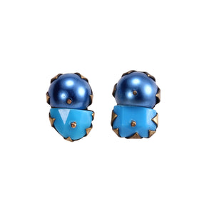 Front-facing view of Blue Pearl Tiny Studs by Nikki Couppee