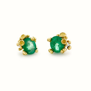 Front-facing view of Emerald and Diamond Encrusted Studs by Ruth Tomlinson