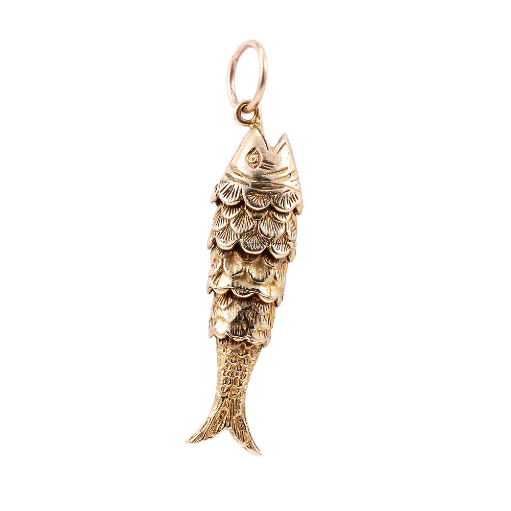 Vintage 9k Articulated Fish Charm