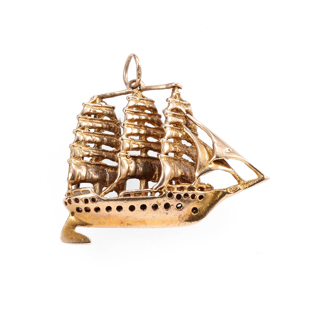 Vintage 3-Masted Ship Charm