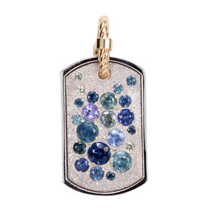Front-facing view of Medium Aster Tag Pendant by Miles McNeel