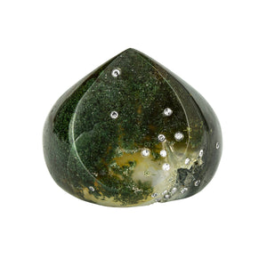 Top-down view of Celestial Moss Agate Signet Ring - Wide by Jacqueline Cullen.