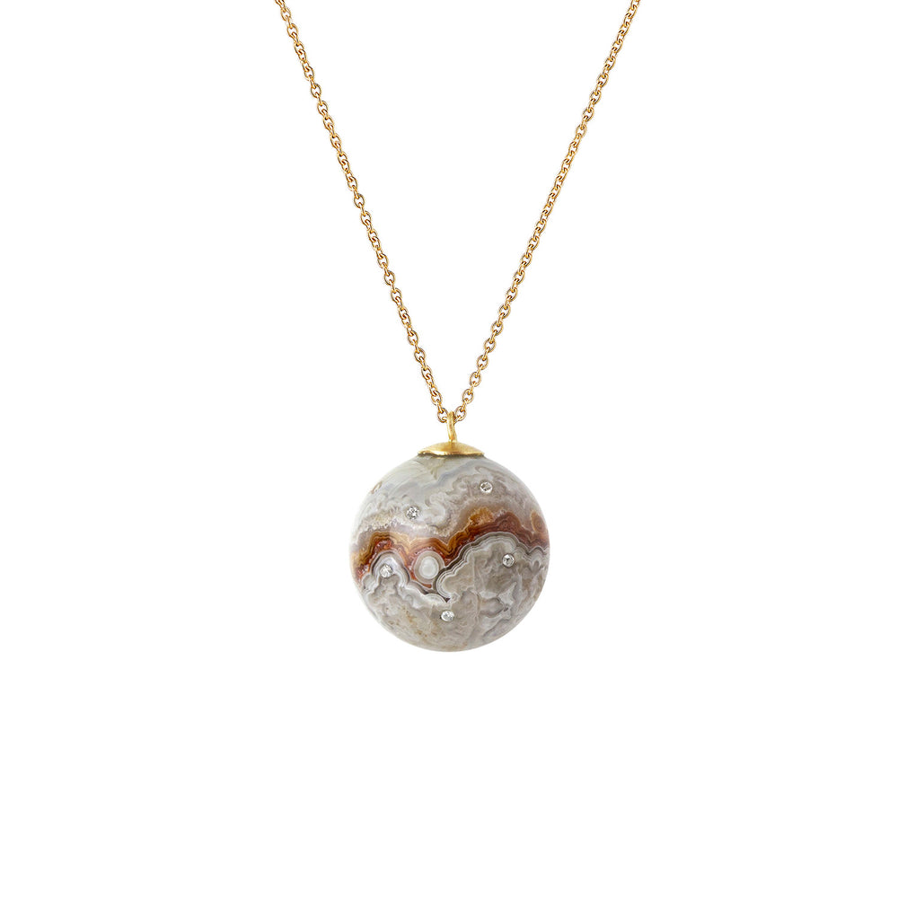 Celestial Crazy Lace Agate Sphere Necklace