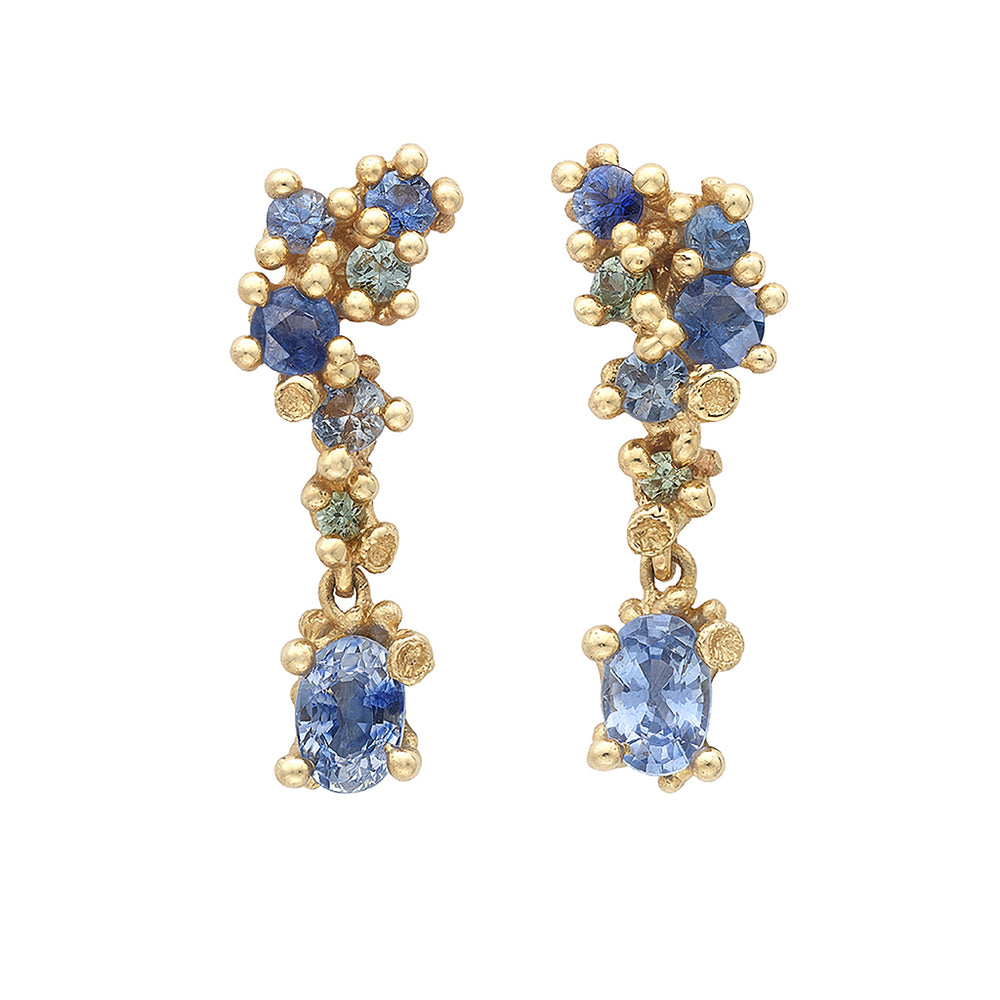Asymmetric Sapphire Encrusted Drop Earrings