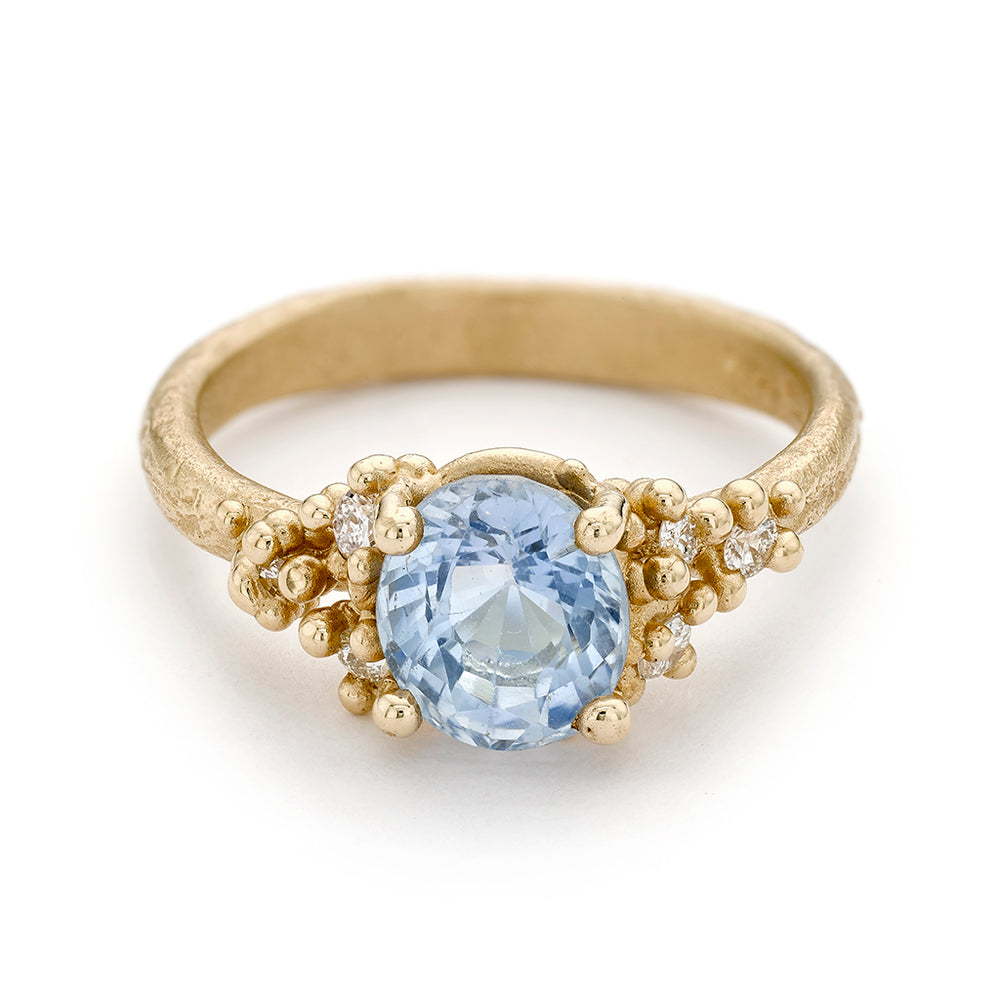 Sapphire and Diamond Ring with Granules