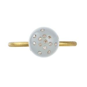 Top-down view of Grey Agate Sphere Ring by Jacqueline Cullen.