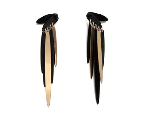 Front-facing view of Black and Gold Slide Climbers with Drops by Ashley Buchanan