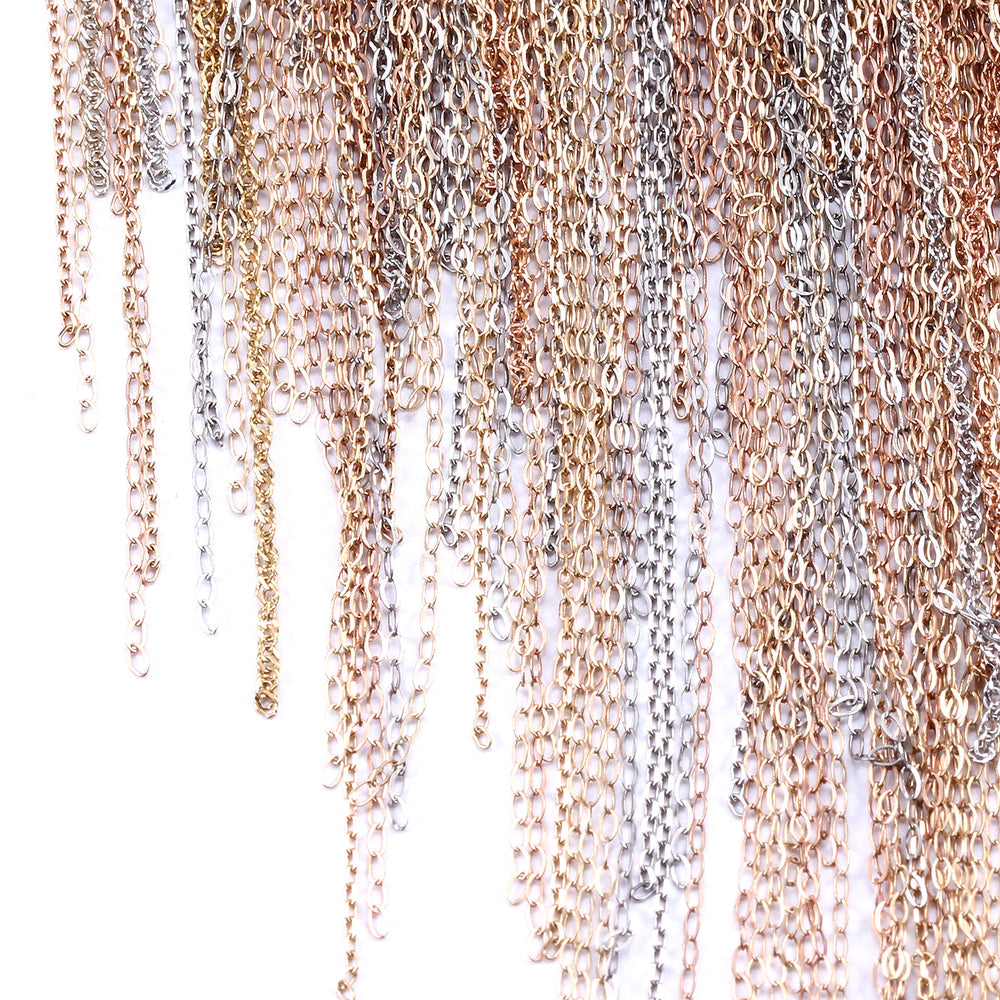 Detail view of links on Woven and Fringy All Chains Necklace by Martin Bernstein