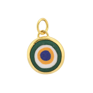 Front-facing view of Quartz Evil Eye Charm by Prehistoric Works.