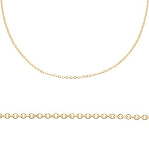Detail views of 14k yellow gold cable chain.