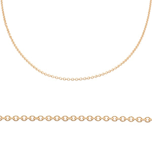 Detail views of 14k rose gold cable chain