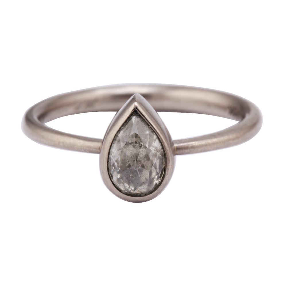 Front-facing view of Grey Teardrop Diamond Ring by Lola Brooks