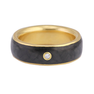
            
                Load image into Gallery viewer, Front-facing view of 18k Yellow Gold and Carbon Fiber Ring by Diana Hall
            
        