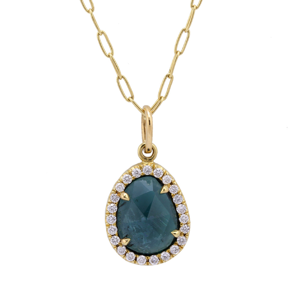 
            
                Load image into Gallery viewer, Detail view of Tourmaline Diamond Pavé Necklace by Goldhenn
            
        
