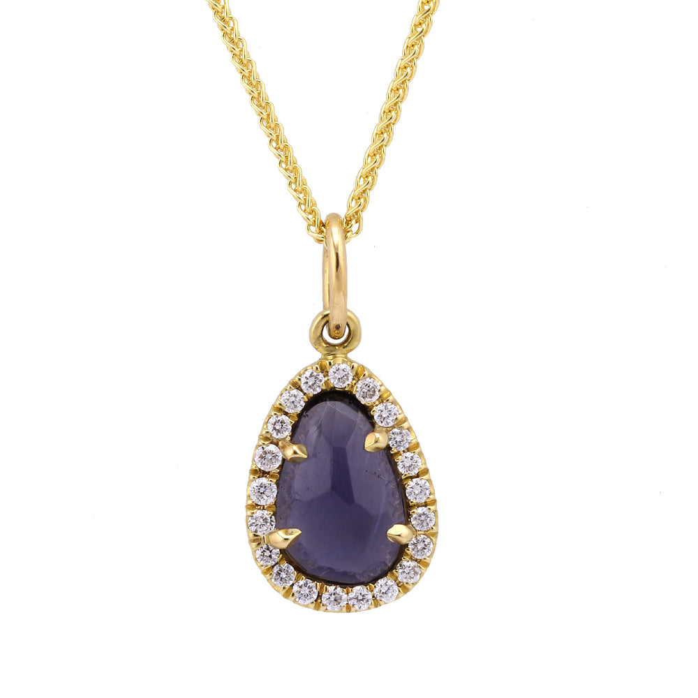 Detail view of Iolite Pendant Necklace by Goldhenn.