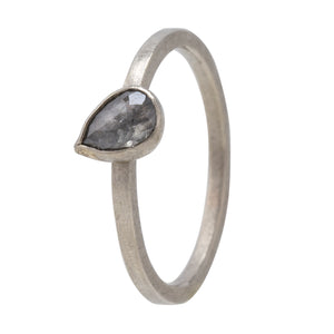 
            
                Load image into Gallery viewer, Vertical angled view of White Gold Ring with Teardrop Diamond by Petra Class
            
        