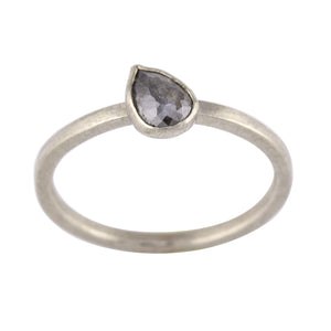Front angled view of White Gold Ring with Teardrop Diamond by Petra Class