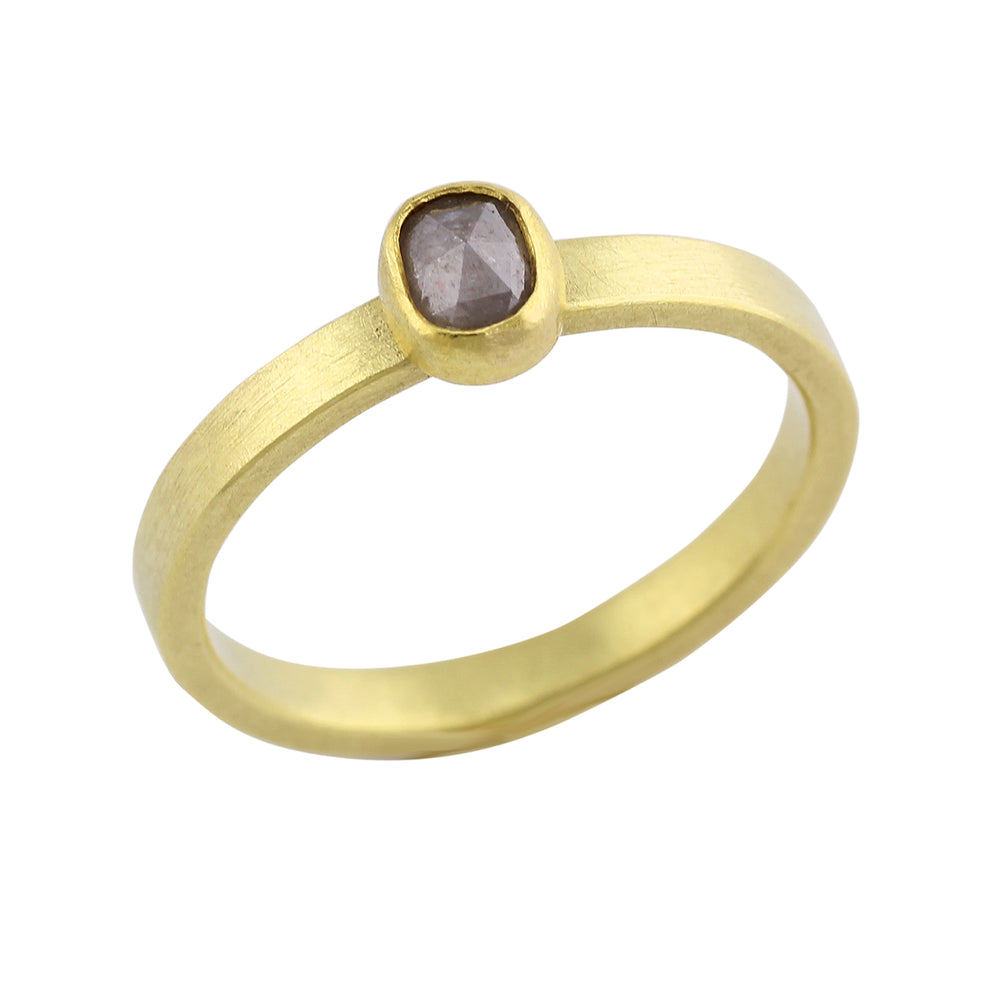 Gold Band with Oval Diamond by Petra Class