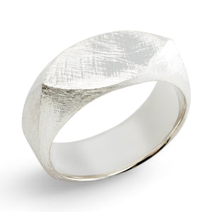
            
                Load image into Gallery viewer, Angled view of JB ring in sterling silver by Betsy Barron
            
        