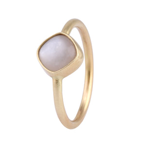 Angled view of Ivory Moonstone Ring by Monica Riley