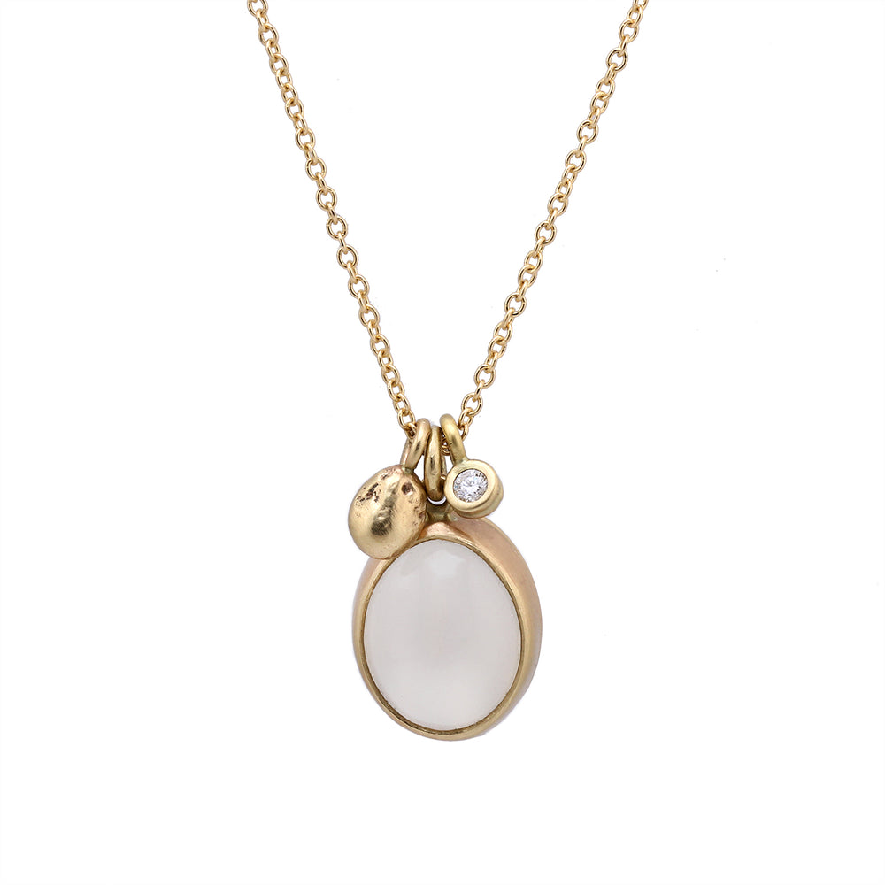 Moonstone Pendant and Charms Necklace