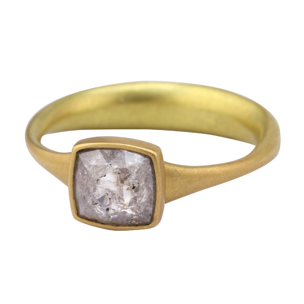 Angled view of Square Icy Diamond Ring by Lola Brooks.