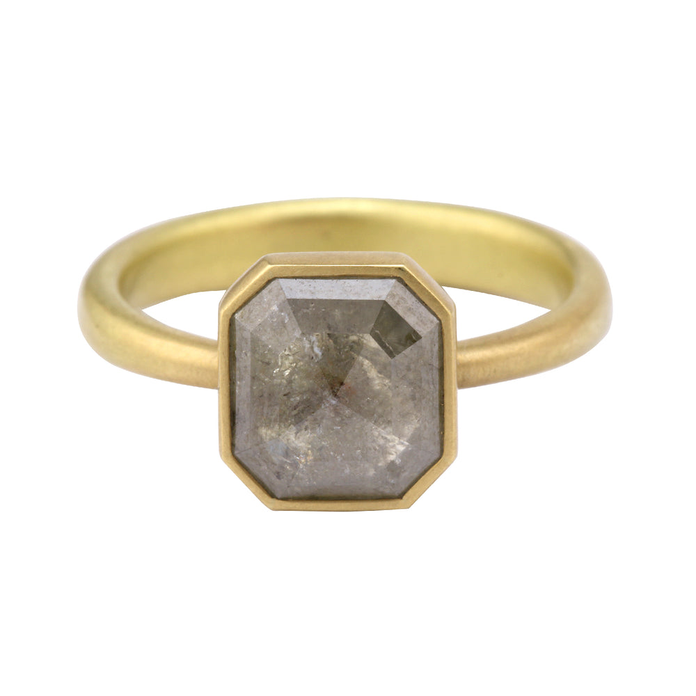 Front-facing view of Octagonal Grey Diamond Ring by Lola Brooks.