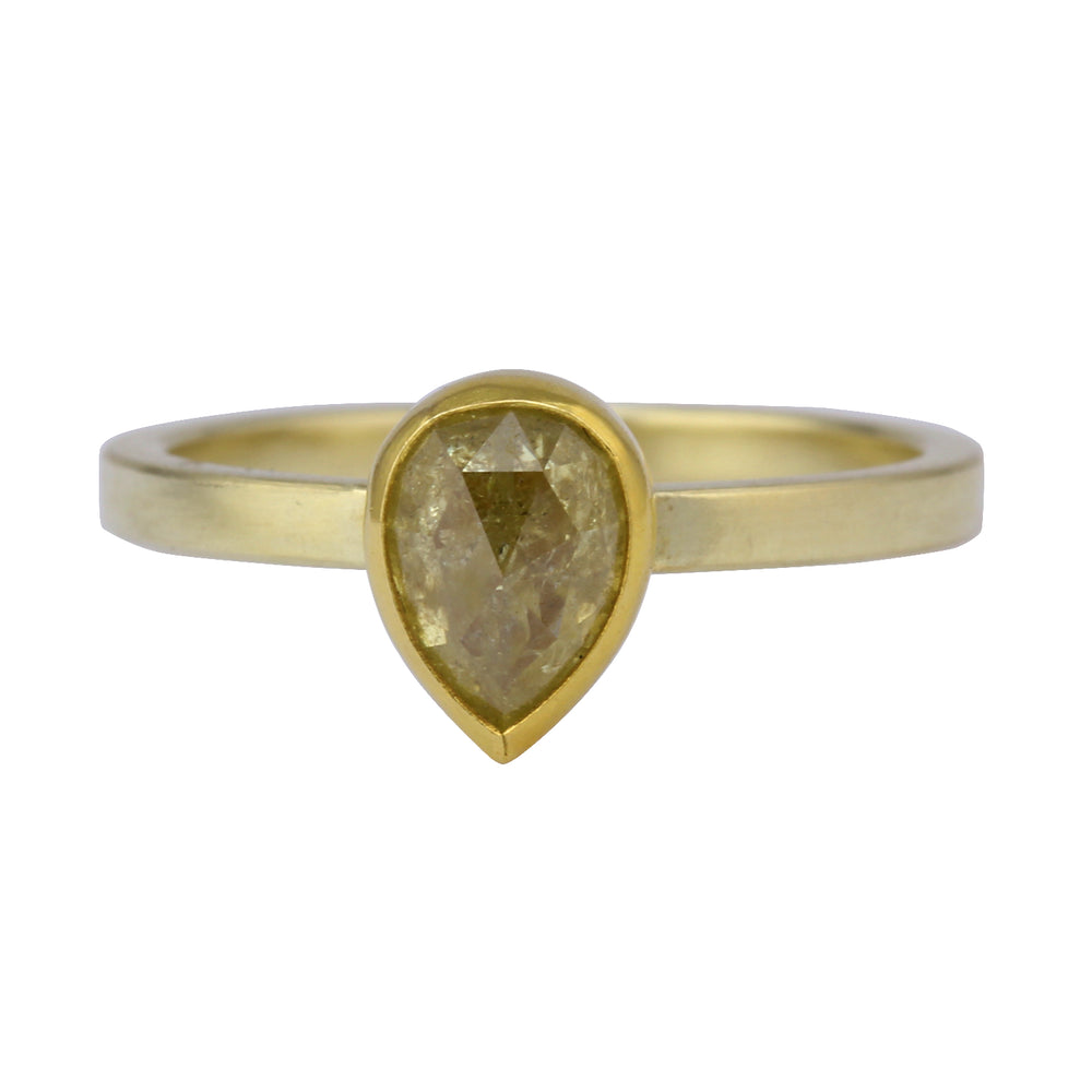 Front view of Yellow Diamond Drop Ring by Sam Woehrmann