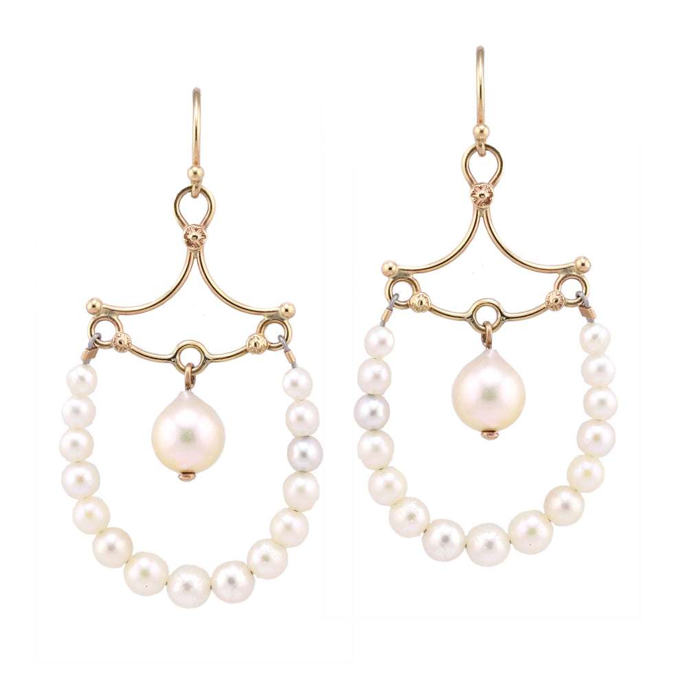 Front-facing view of Vintage Pearl Chandelier Earring by Stephen Dove.