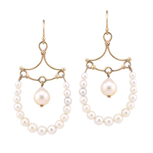 Front-facing view of Vintage Pearl Chandelier Earring by Stephen Dove.