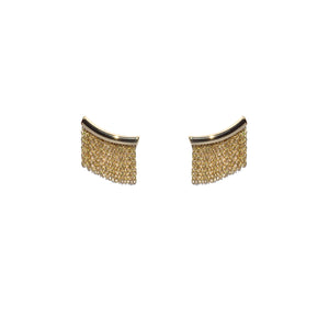 Front-facing view of Small Yellow Gold Fringe Ear Climbers by Andrea Blais.