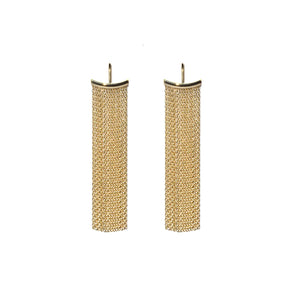 Front-facing view of Fringe Gold Curved Earrings by Andrea Blais.