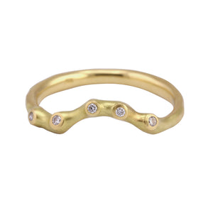 Front-facing view of Contour Stacker Ring with Diamonds by Johnny Ninos