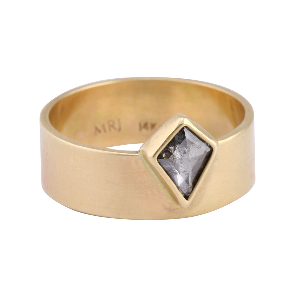 
            
                Load image into Gallery viewer, Angled view of Salt and Pepper Kite Rose Cut Diamond Ring by Monica Riley
            
        
