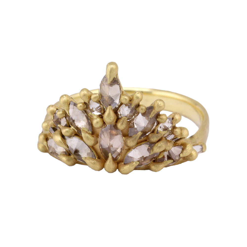 
            
                Load image into Gallery viewer, Angled view of Cognac Diamond Lena Skull Crown Ring by Polly Wales.
            
        