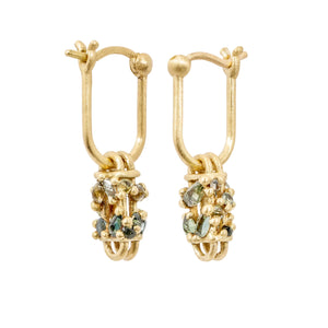 
            
                Load image into Gallery viewer, Front-facing view of Short Fontaine Bar Earrings-Greens by Polly Wales
            
        