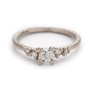 Front-facing view of 18k White Gold Antique Diamond Encrusted Ring by Ruth Tomlinson