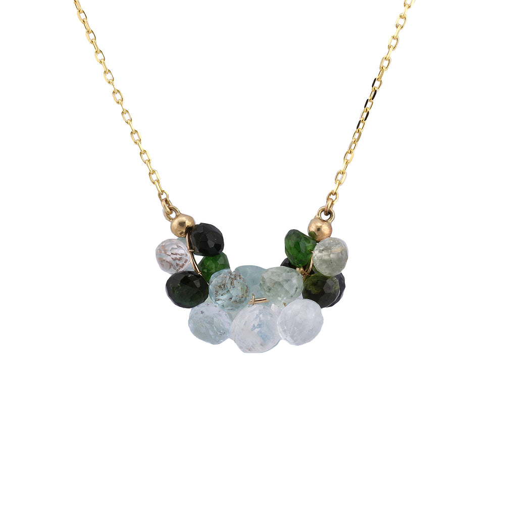 Large Cloud Pendant Necklace with Green Tourmaline
