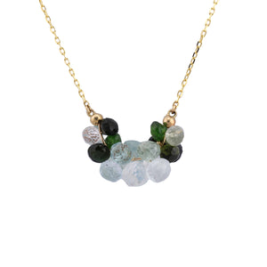 Detail view of Large Cloud Pendant Necklace with Green Tourmaline by Rachel Atherley