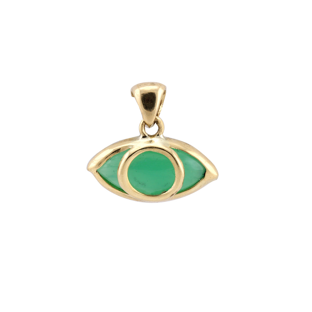 Front-facing view of Third Eye Charm with Chrysoprase by Rachel Atherley