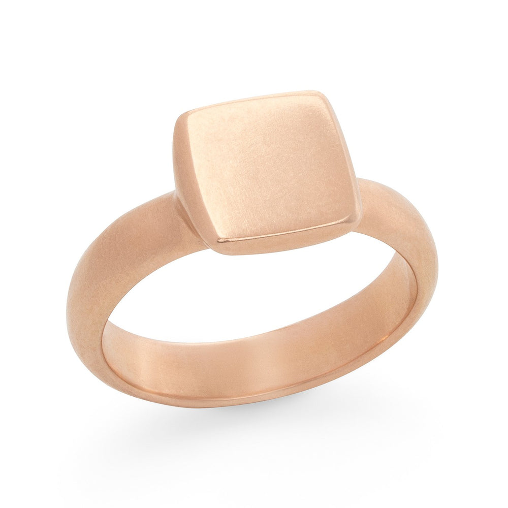 Angled view of Square Signet Ring - Rose, by Betsy Barron Jewellery