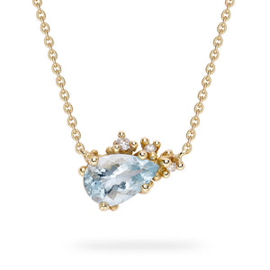 
            
                Load image into Gallery viewer, Detail view of Aquamarine and Diamond Encrusted Pendant by Ruth Tomlinson.
            
        