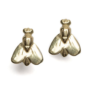 Petite Abeille earrings by Betsy Barron in 10k yellow gold