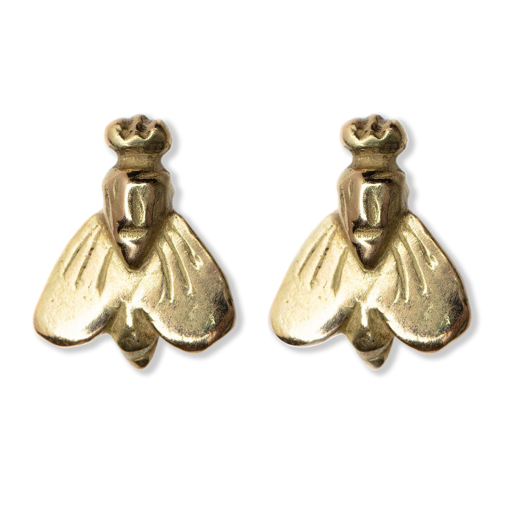 Petite Abeille earrings by Betsy Barron in 18ky yellow gold.