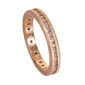 Channel-set Coin Edge Eternity Band by Todd Reed in 14k rose gold with diamonds