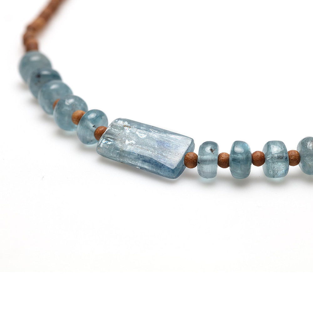 Detail of kyanite bead Vacation Necklace by Betsy Barron Jewellery